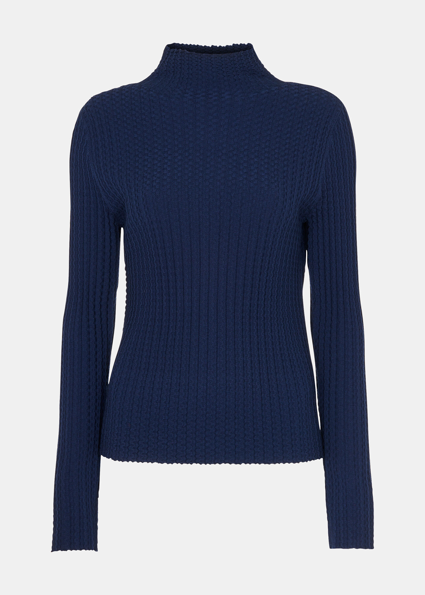 Women's Navy High Neck Sweater | Whistles US |