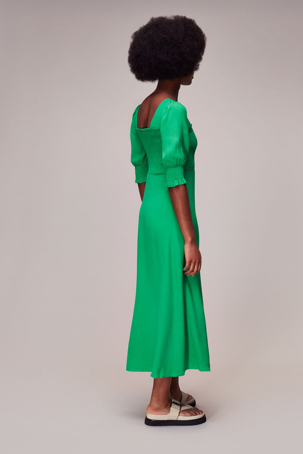 Luna Shirred Bodice Midi Dress