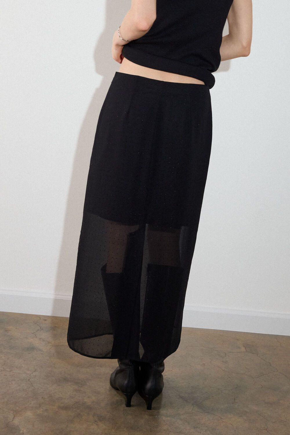 Black Hot Fix Sheer Column Skirt