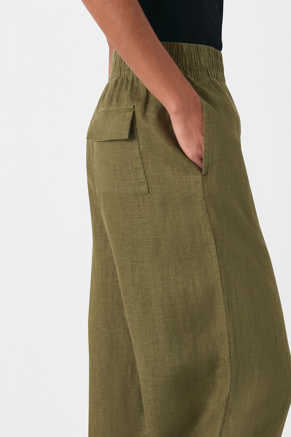Khaki Linen Pocket Trouser