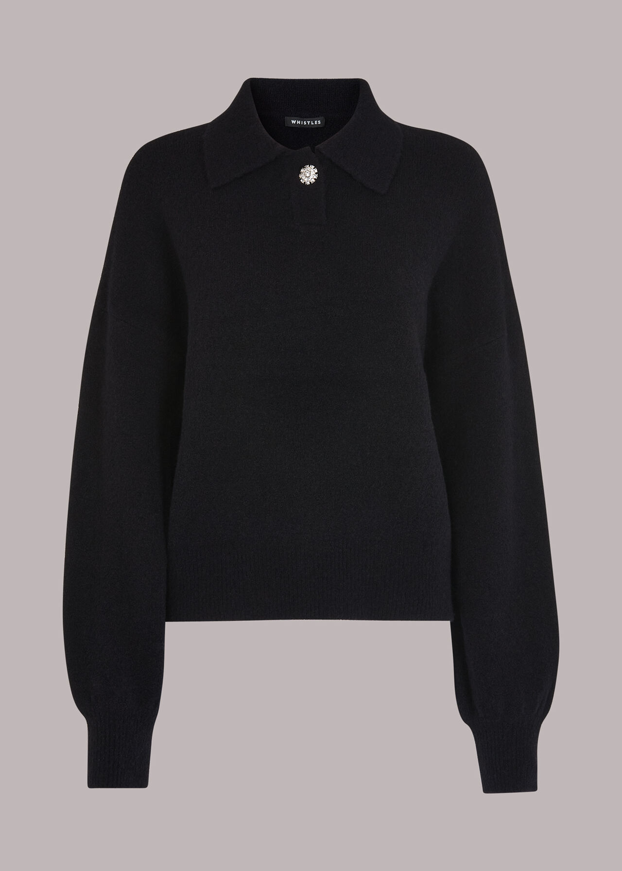 Jewel Button Collar Sweater