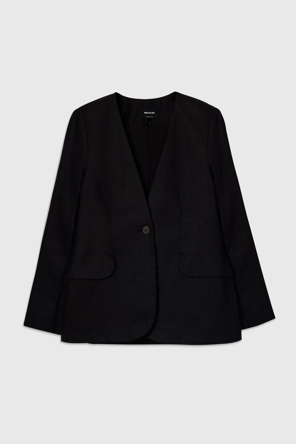 Collarless Linen Blazer