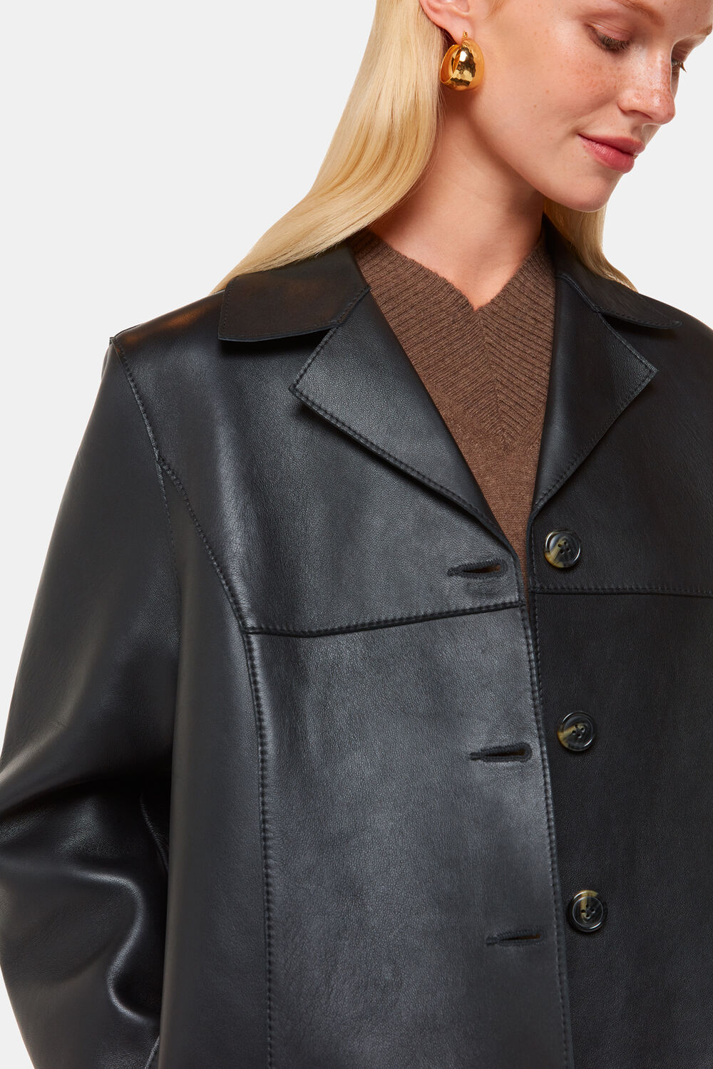 Black Gemma Bonded Leather Coat