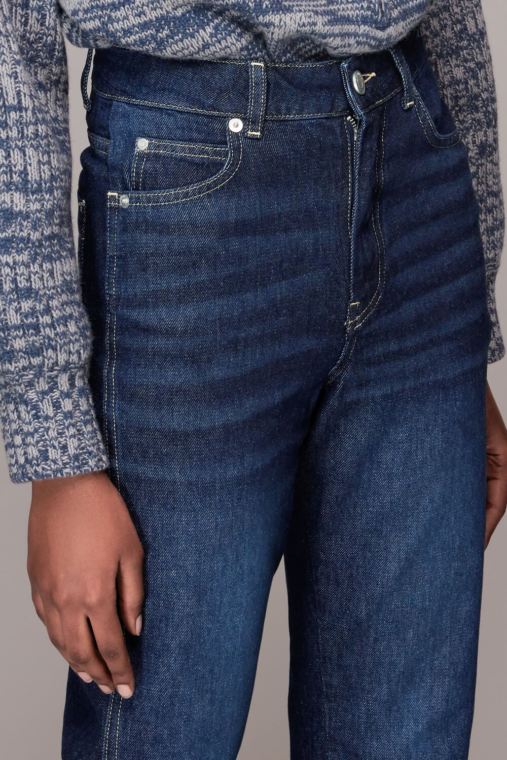 Dark Denim Authentic Slim Fray Jean
