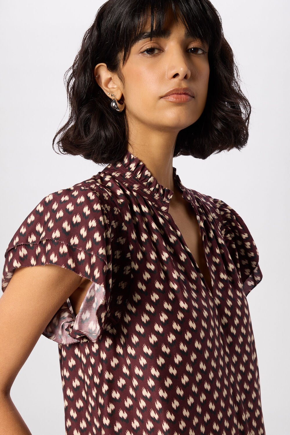 Brown Ikat Spot Midi Dress