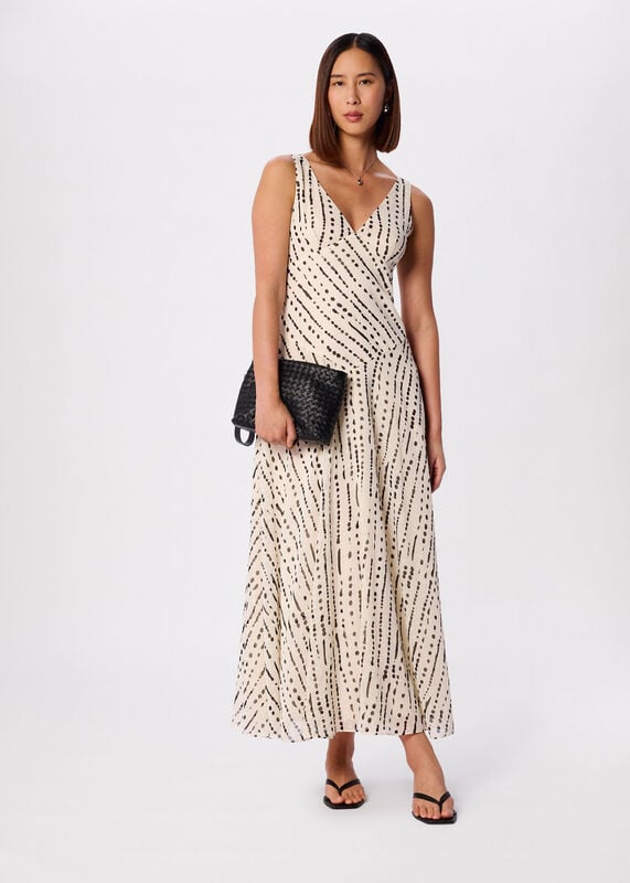 White Dashed Spot Dobby Maxi Dress