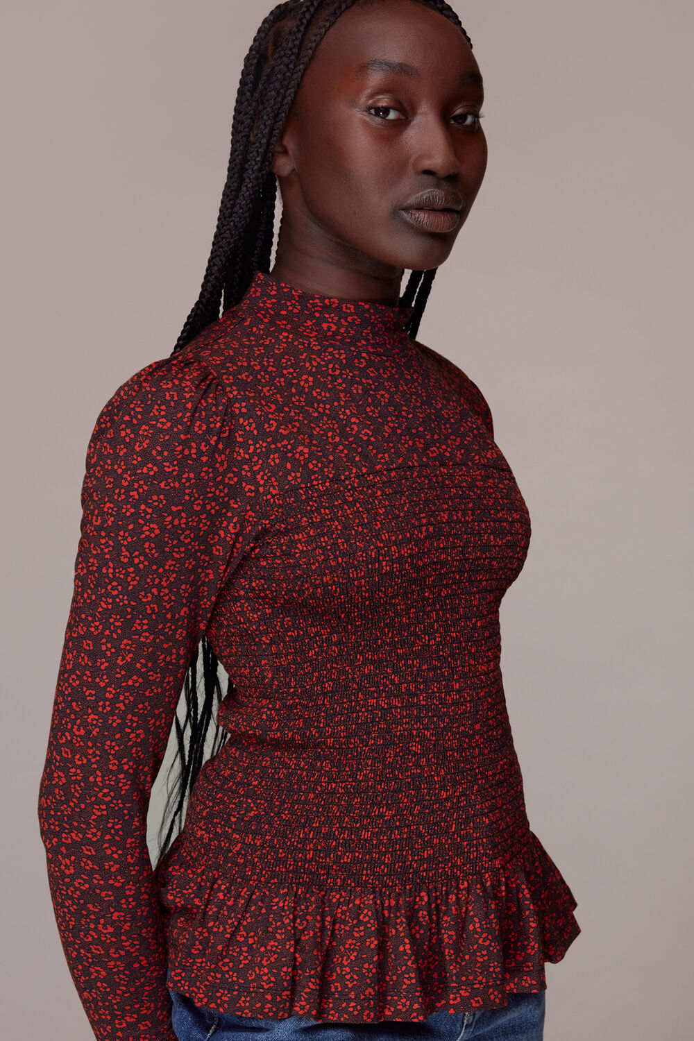 Multicolour Pansy Dot Shirred Top