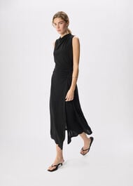 Ruched Cowl Neck Jersey Dress
