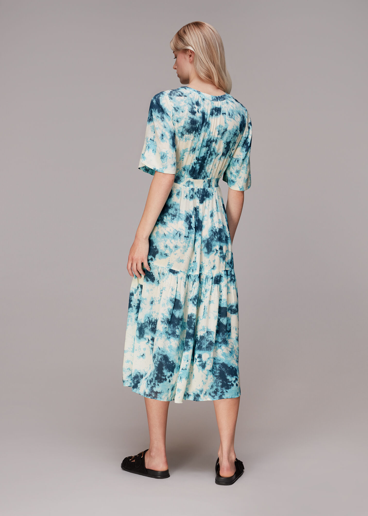 Blue/Multi Bella Tie Dye Midi Dress WHISTLES Whistles