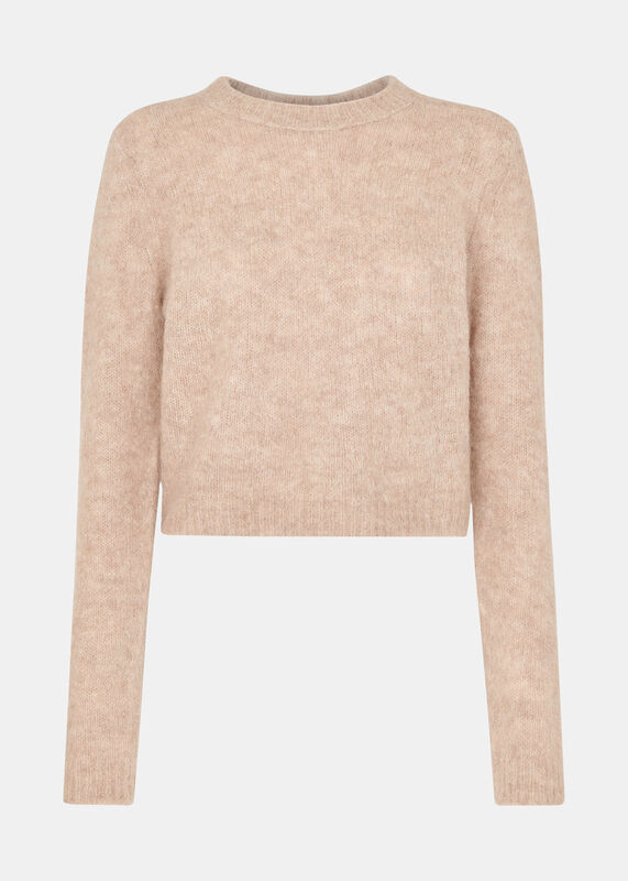 Neutral Alpaca Mix Fluffy Sweater