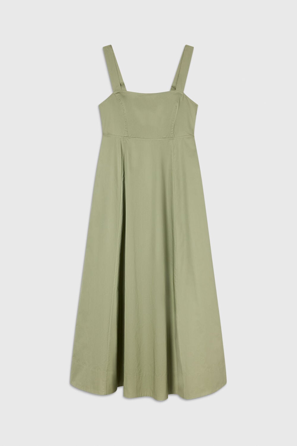 Khaki Cotton Midi Strappy Dress
