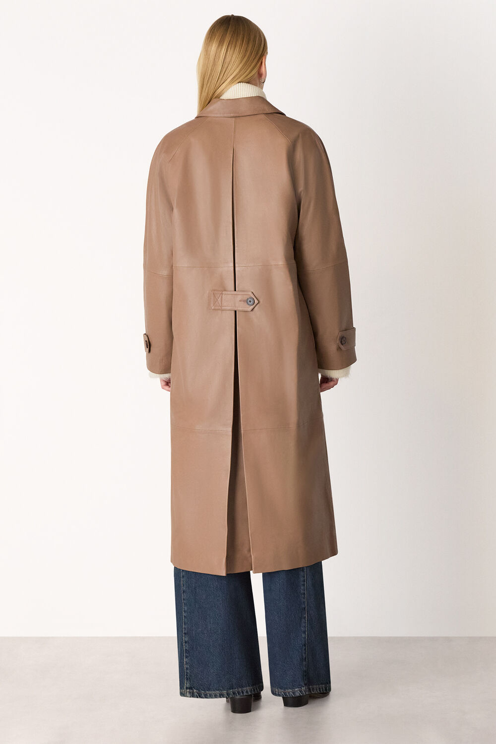 Taupe Leather Car Coat