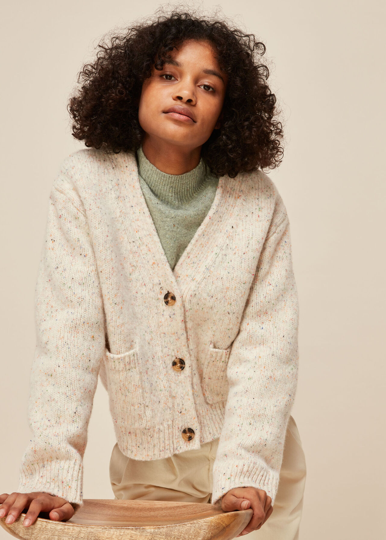 Oatmeal Chunky Ribbed Cardigan, WHISTLES