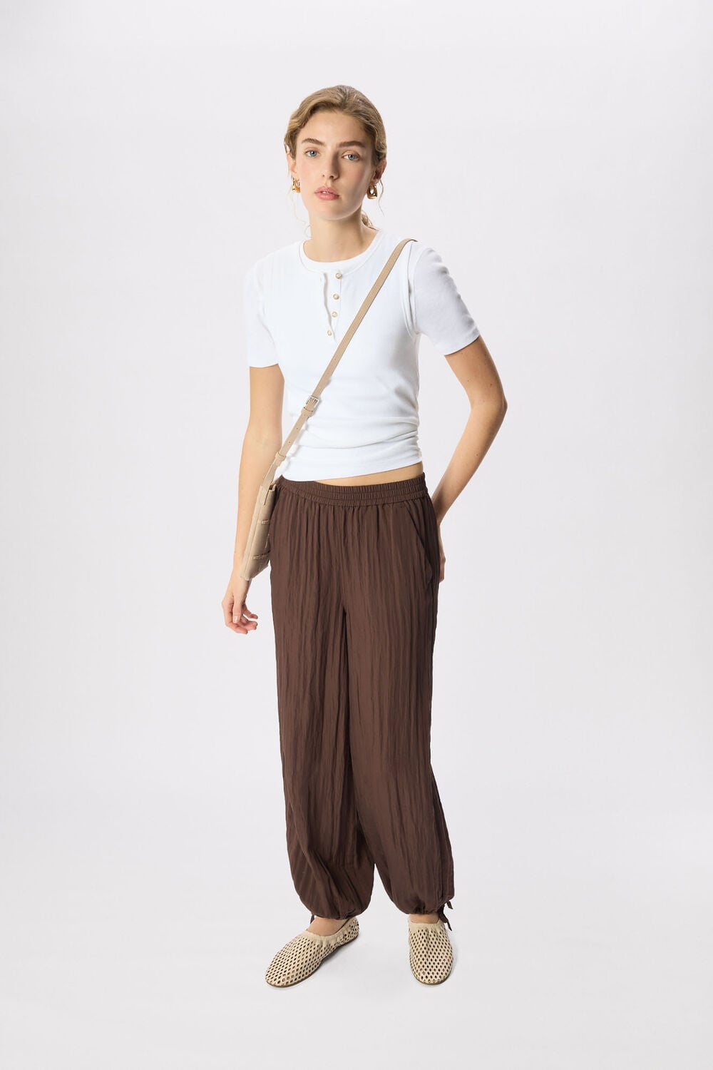 White Henley Button Front Tank