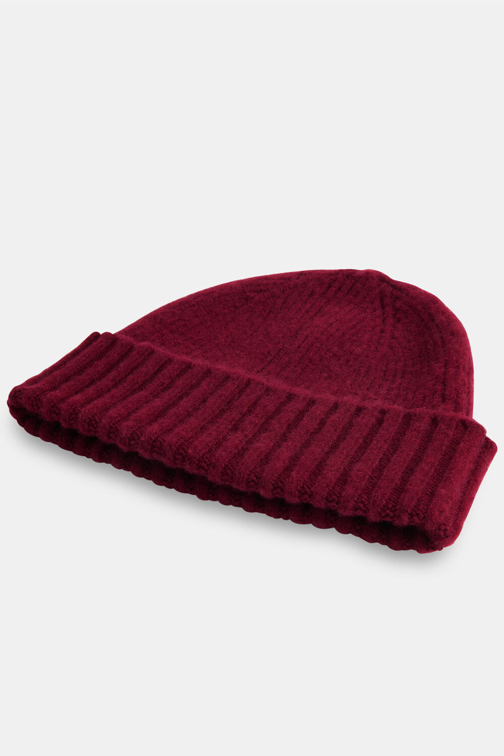 Burgundy Brushed Lambswool Beanie Hat