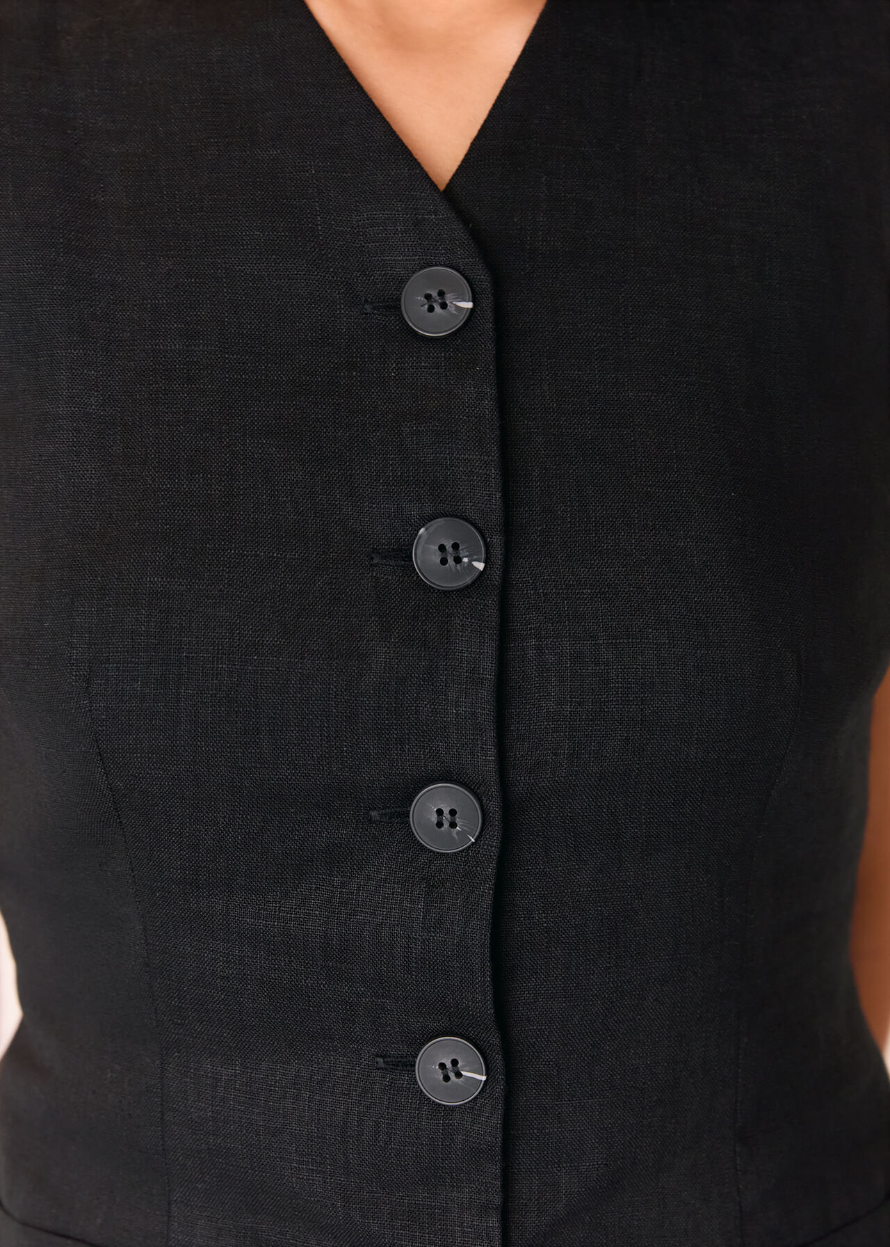 Black Molly Linen Waistcoat Coord