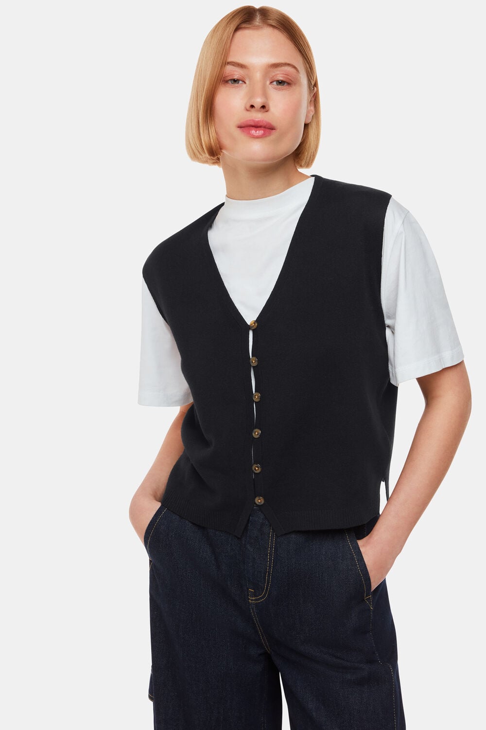 Black Bailey Button Through Tank