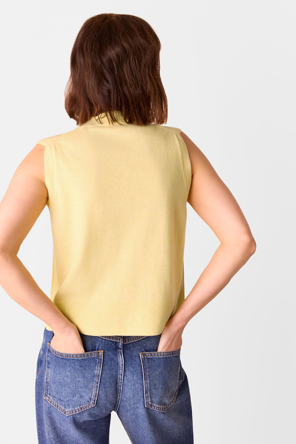 Wool V Neck Button Front Tank