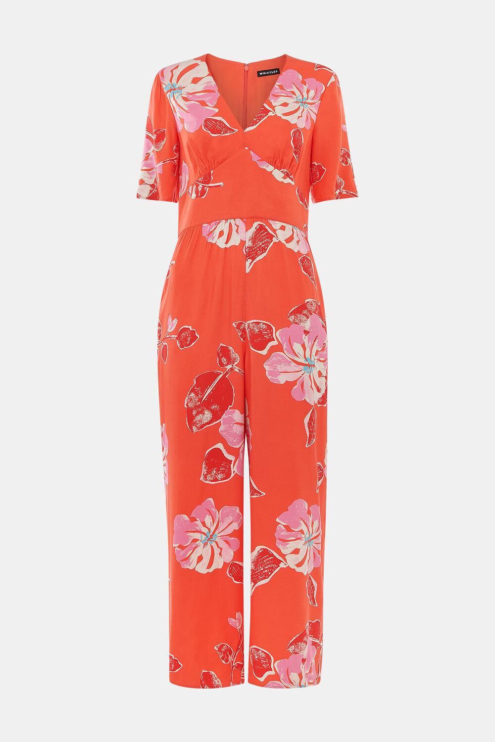Coral Hibiscus Print Aimee Jumpsuit