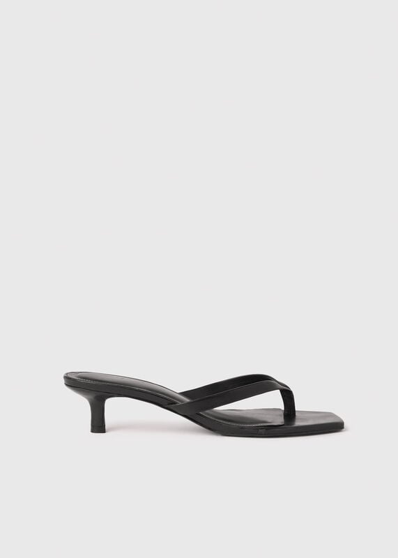 Black Toe Post Kitten Heel Mule