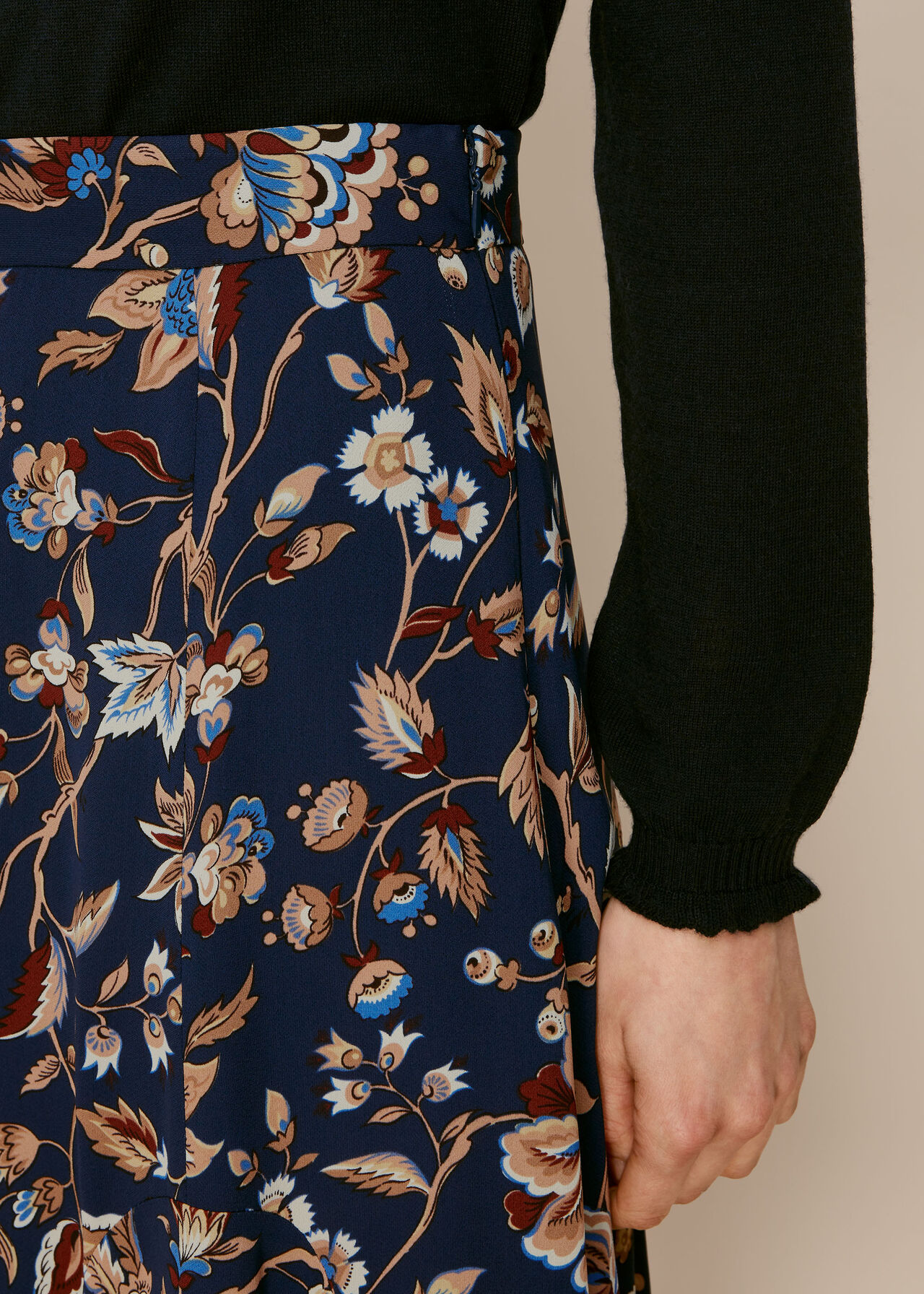 Blue/Multi Prairie Blossom Print Skirt | WHISTLES