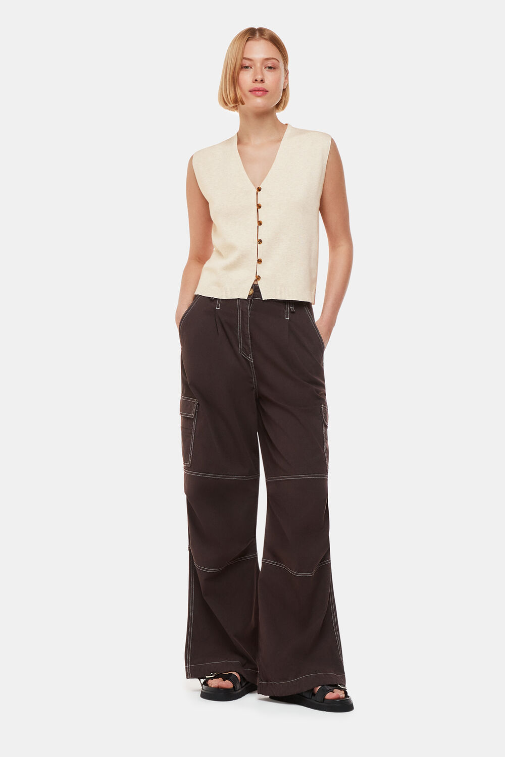 Oatmeal Bailey Button Through Tank