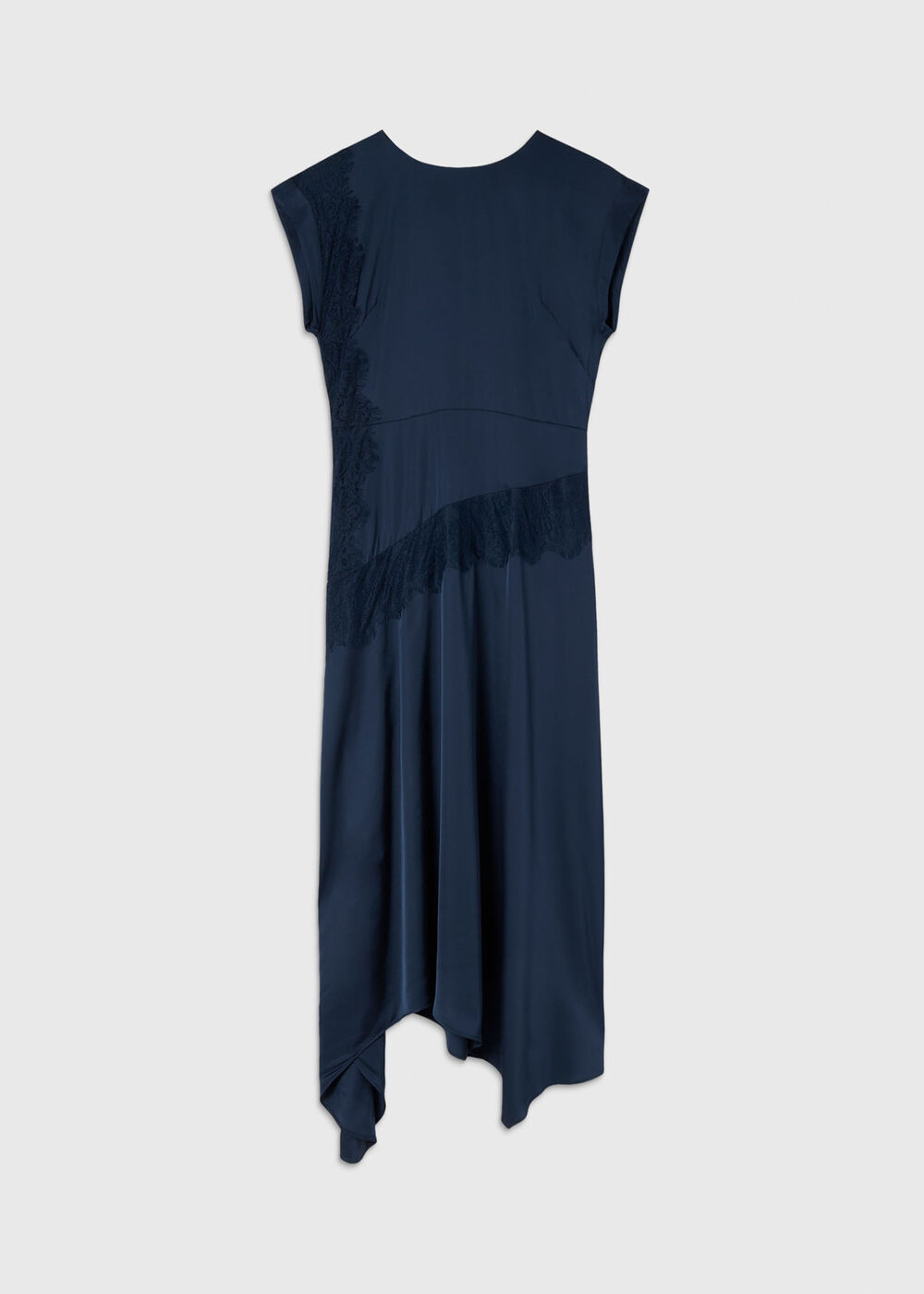 Lace Insert Asymmetric Dress