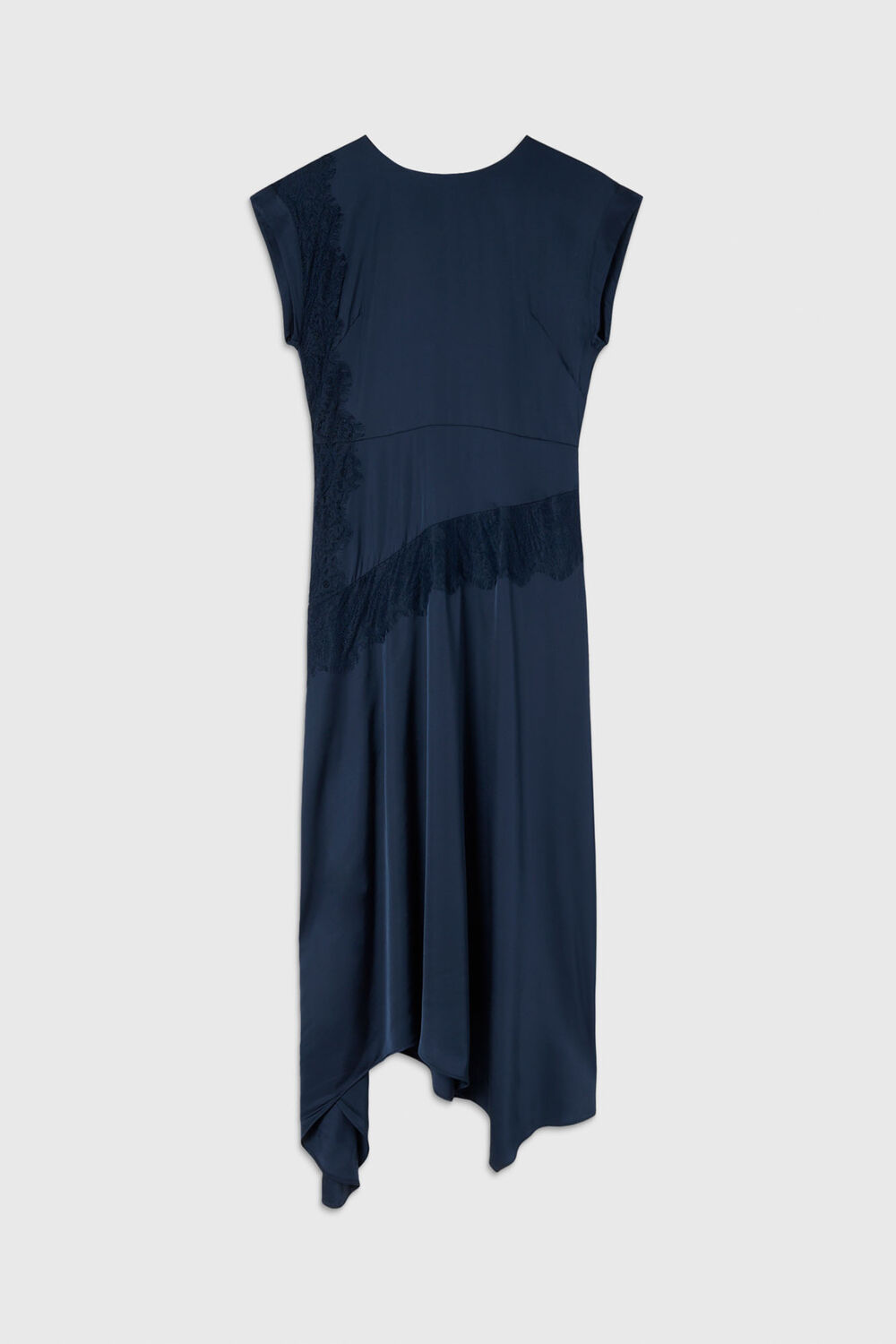Lace Insert Asymmetric Dress