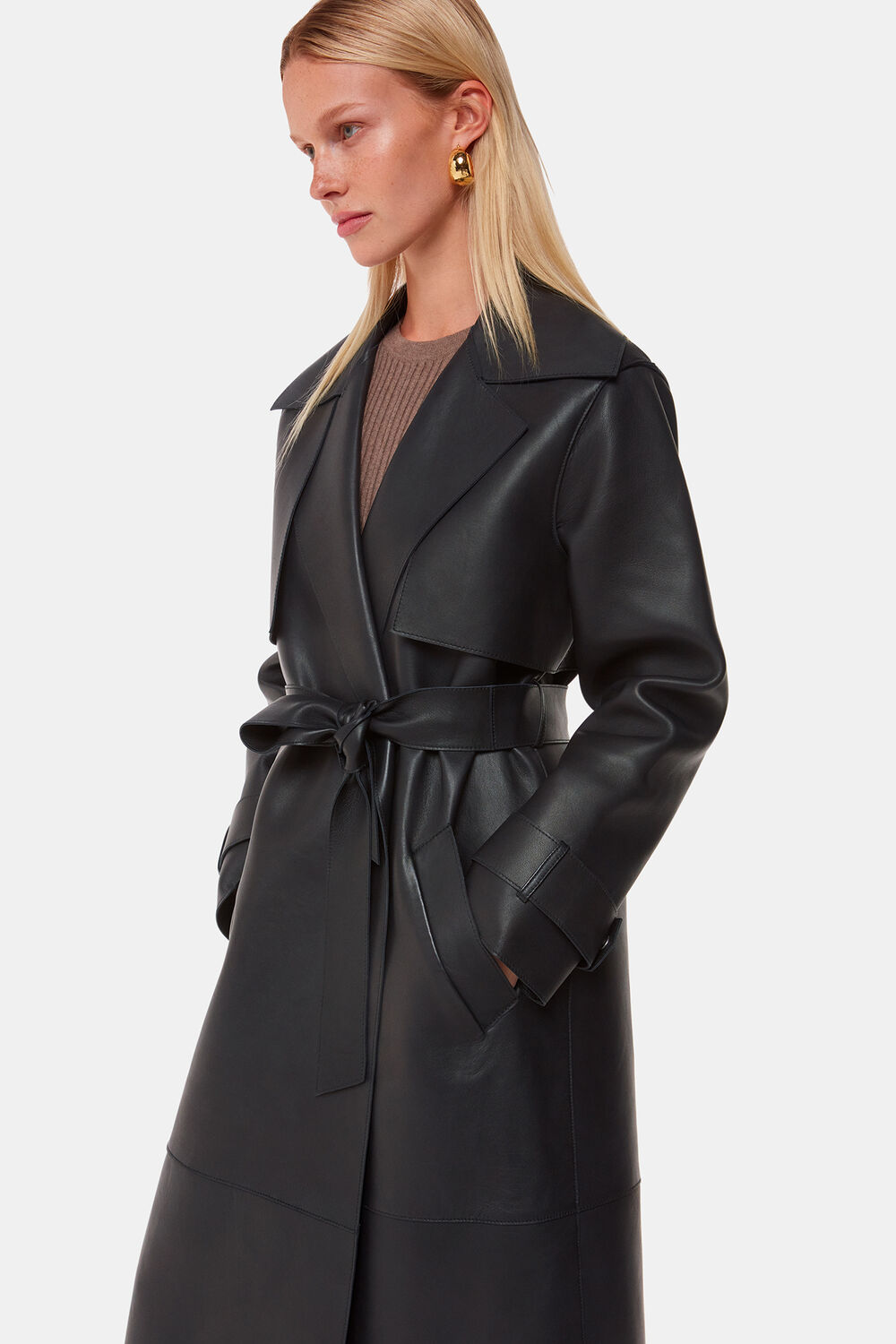 Black Faye Clean Bonded Trench Coat