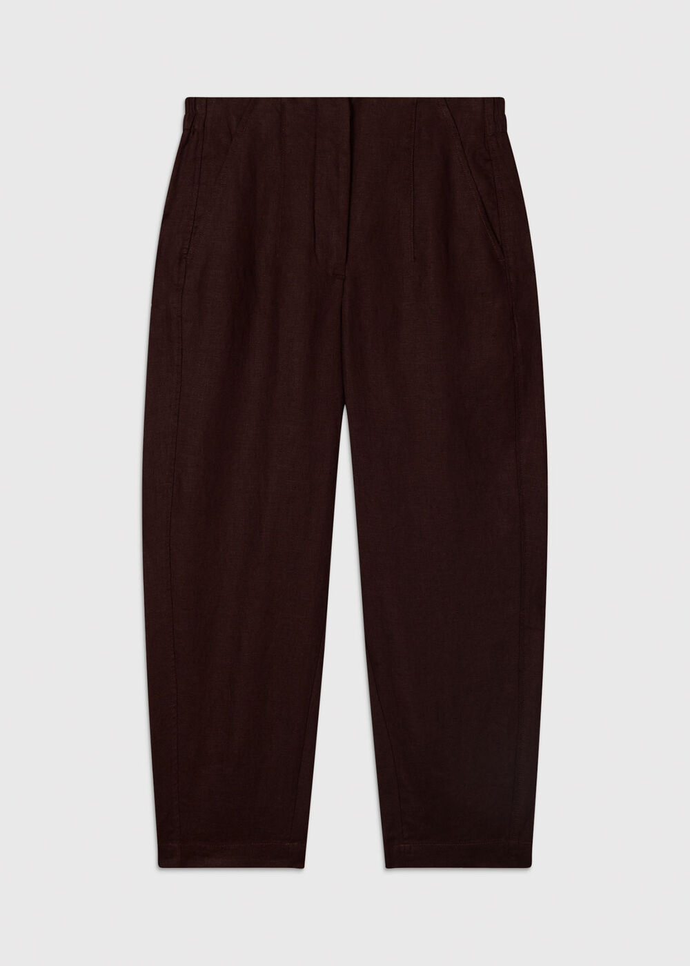 Petite Linen Barrel Leg Trouser