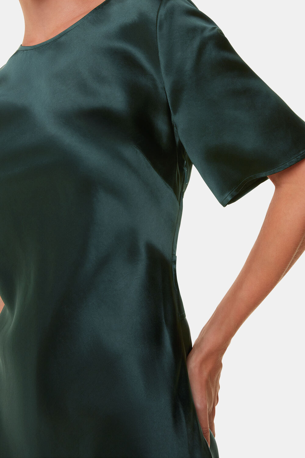 Dark Green Avery Satin Twist Dress