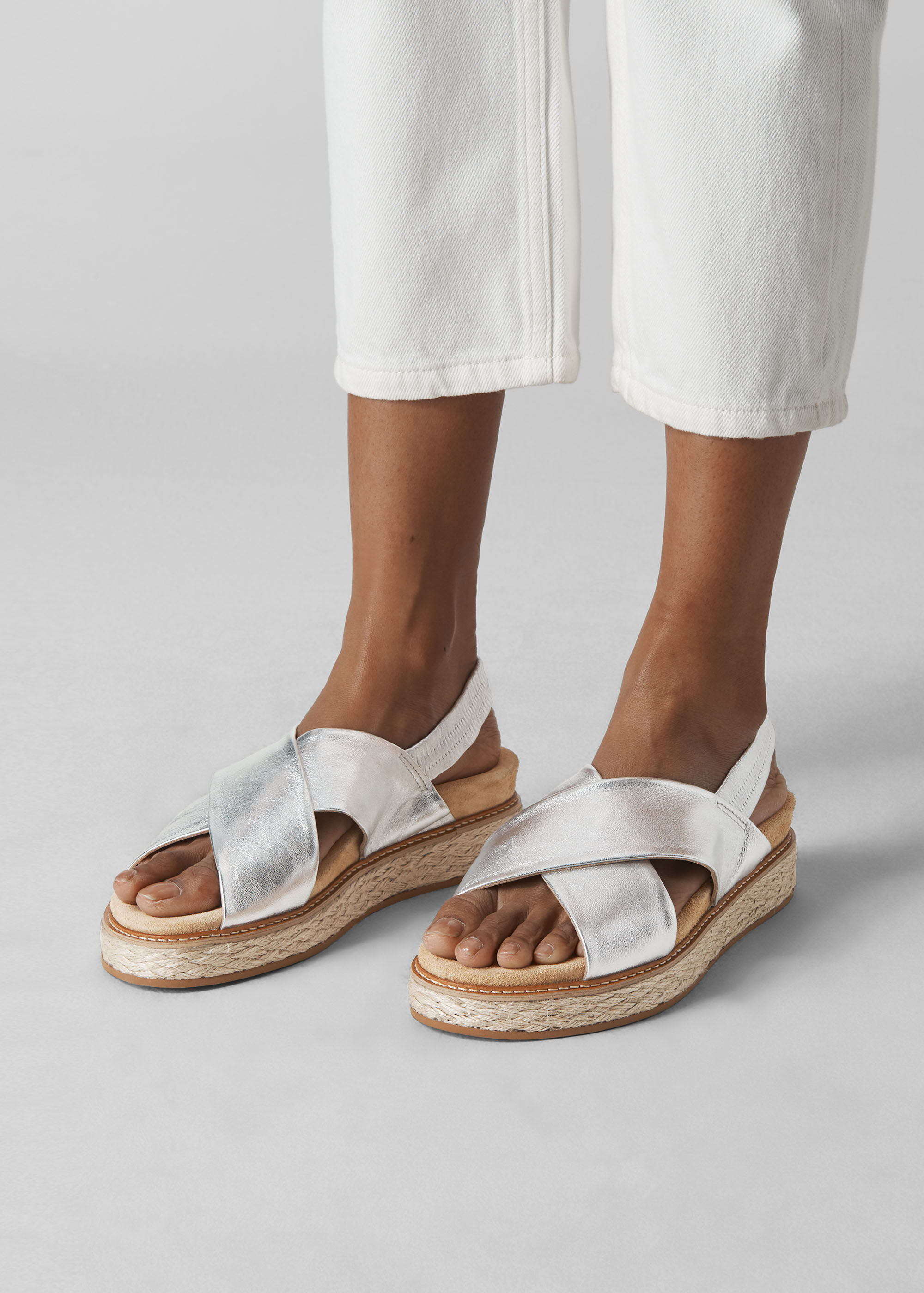 Silver Robyn Cross Strap Sandal WHISTLES