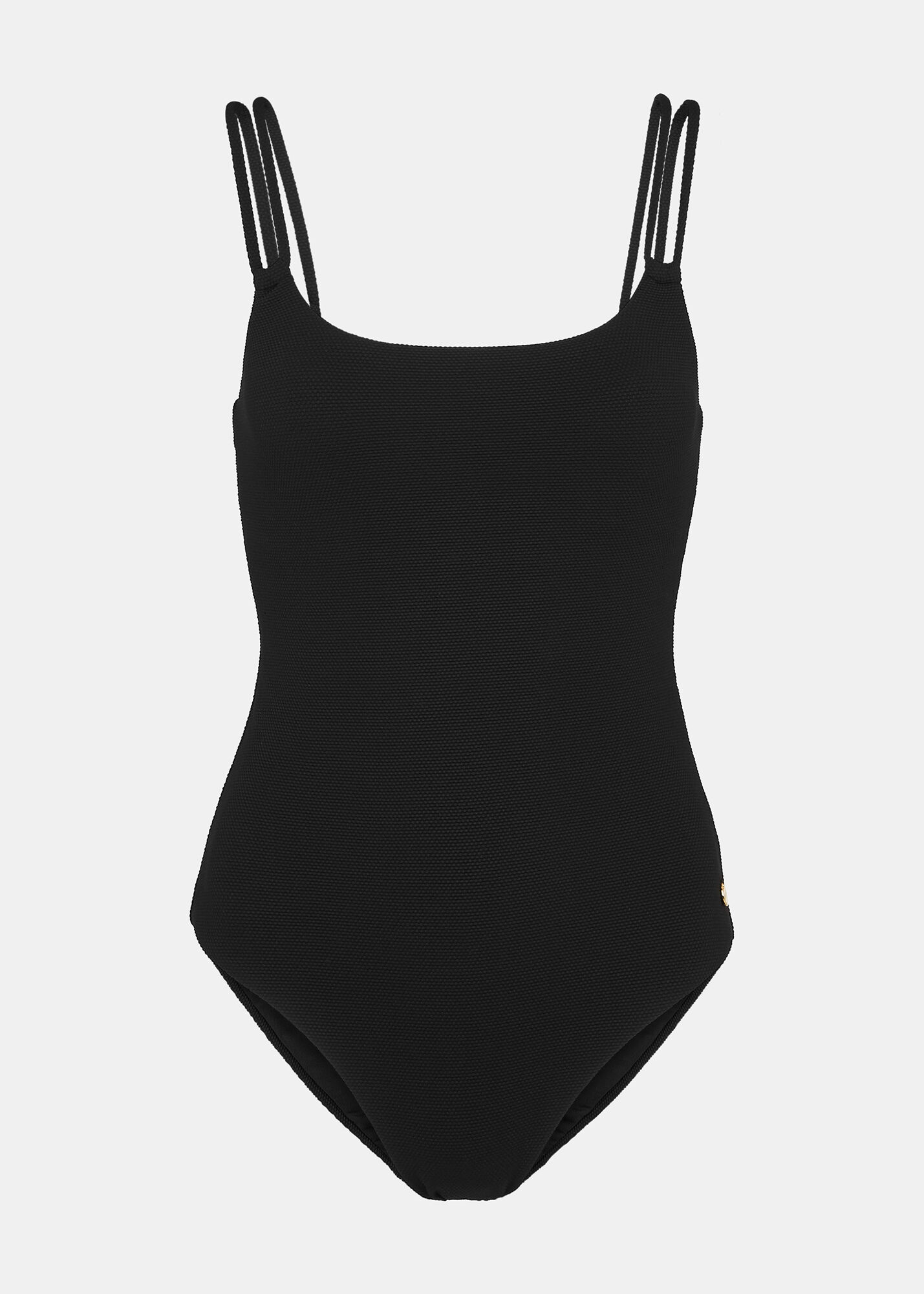 Black Double Strap Textured Swimsuit WHISTLES Whistles
