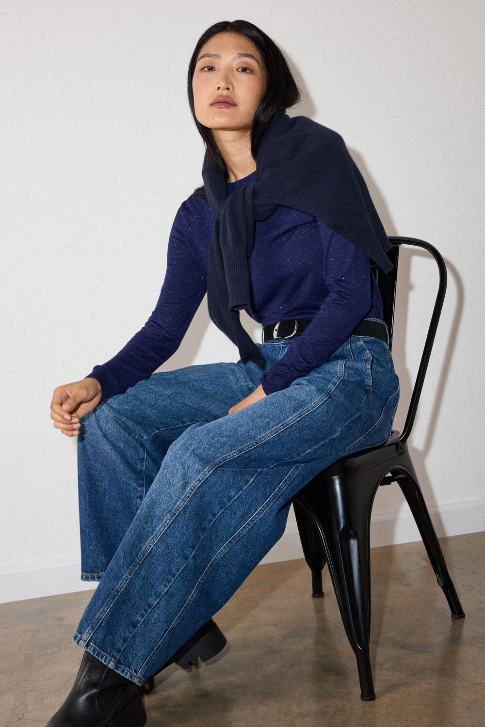 Navy Annie Sparkle Crew Neck