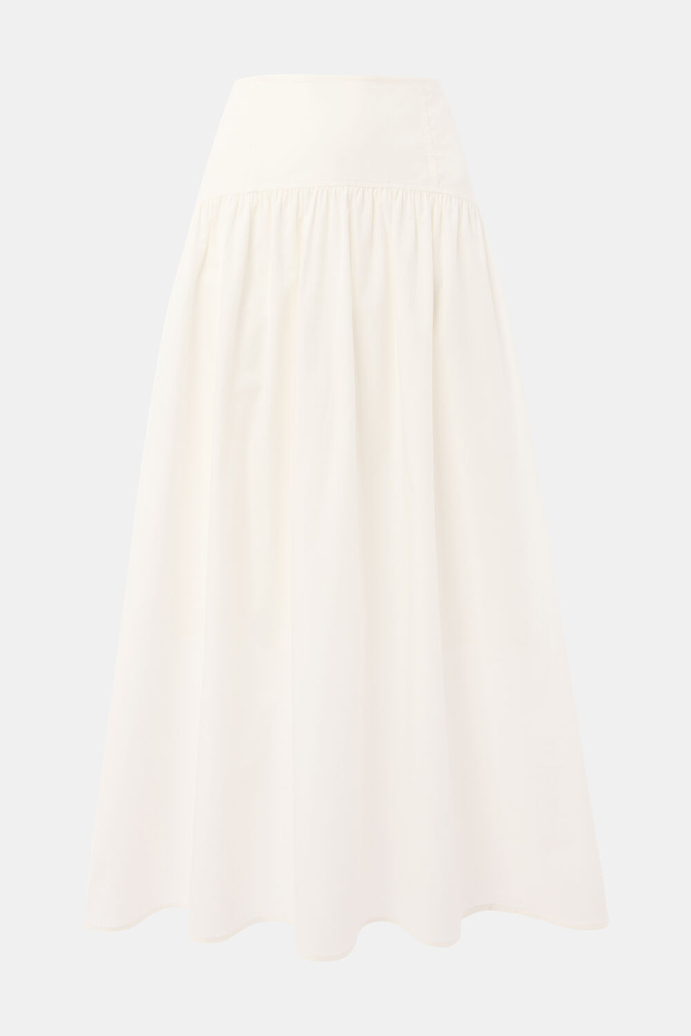 Cotton Waisted Midi Skirt