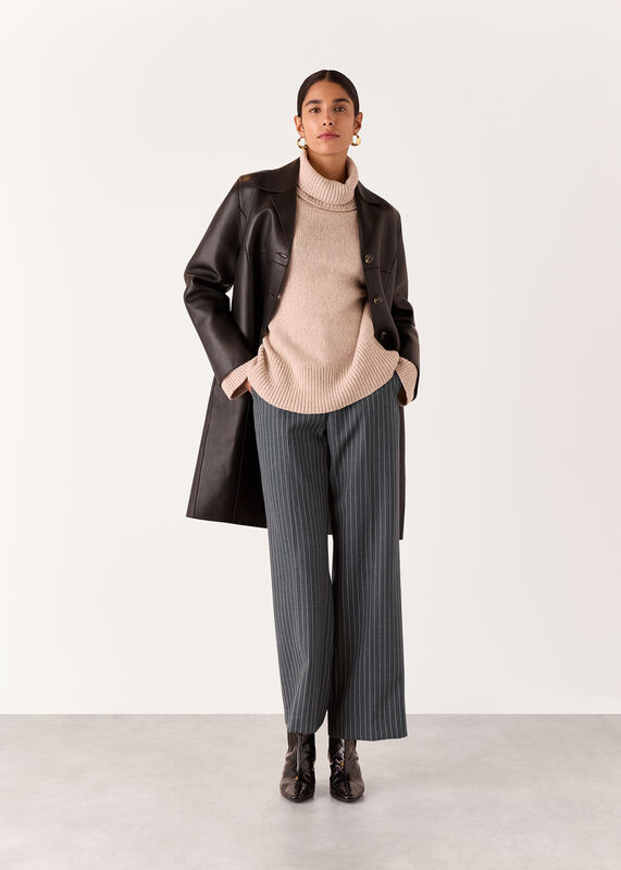 Grey Isla Pinstripe Wool Pants 