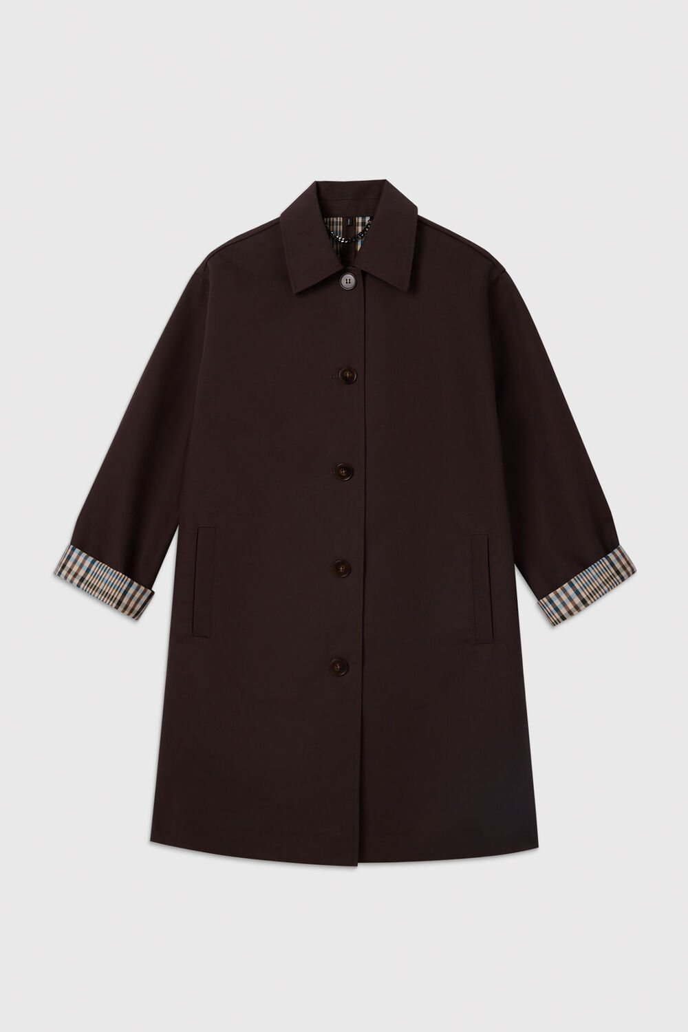 Check Lined Car Coat