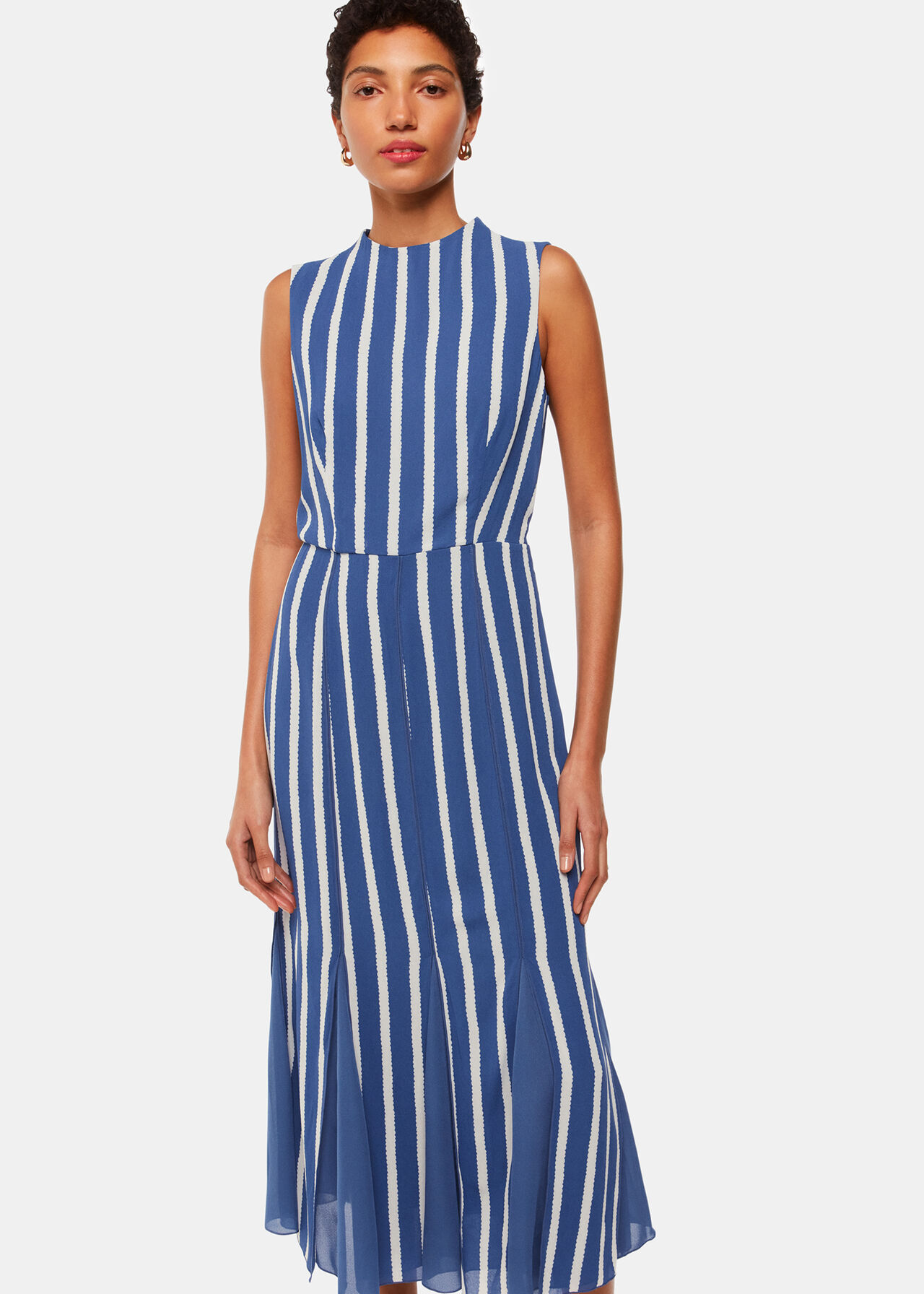 Petite Crinkle Stripe Midi Dress