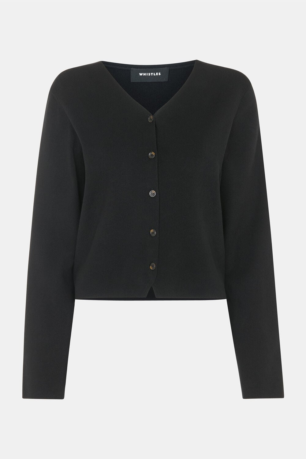 Black V Neck Button Front Cardigan