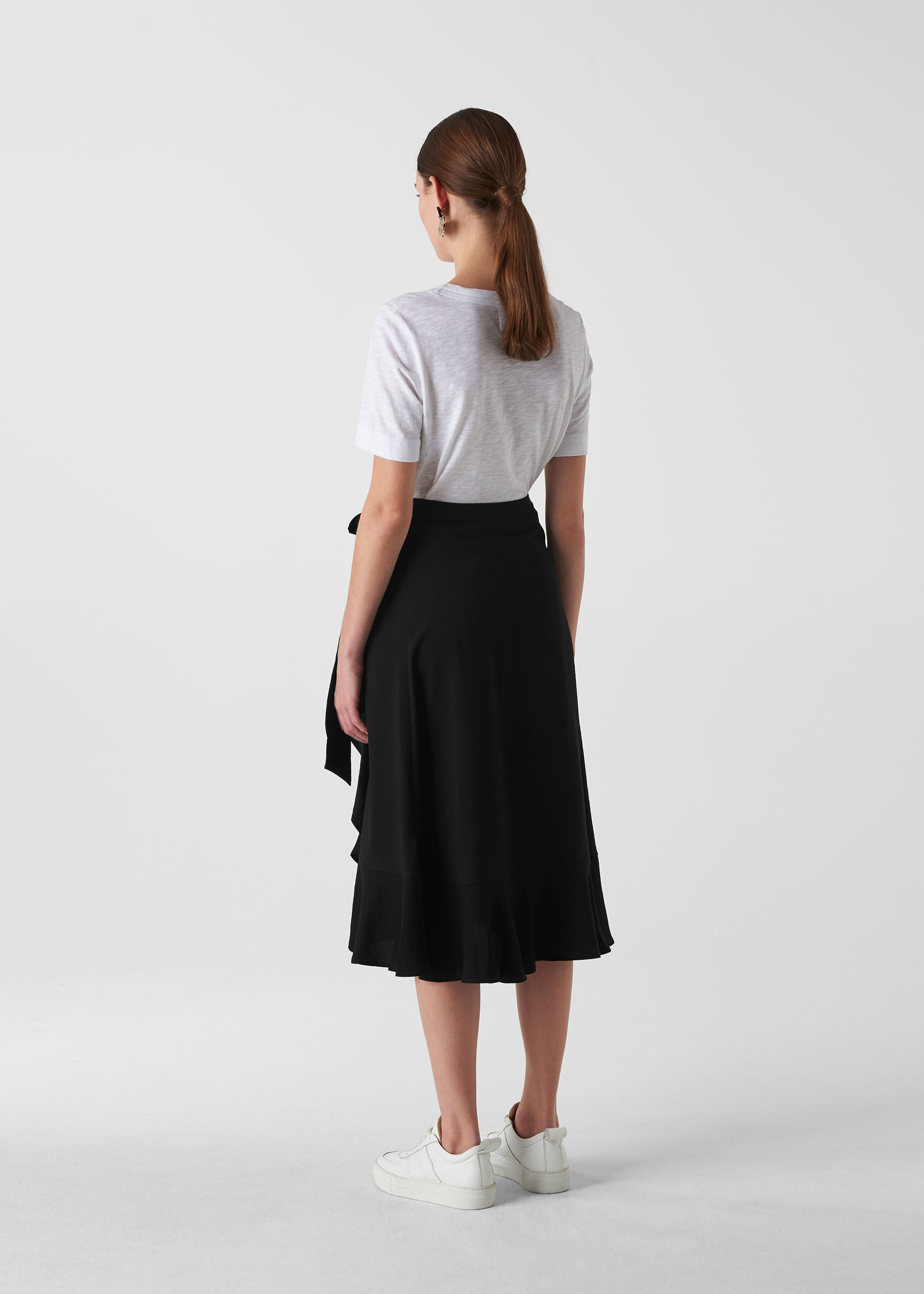 Black Mei Frill Wrap Skirt | WHISTLES | Whistles US |