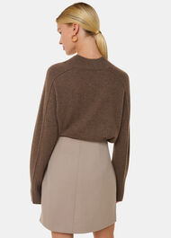 Button Front Wool Mini Skirt
