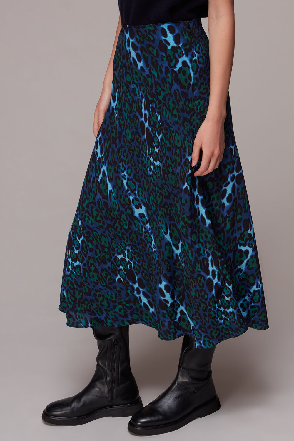 Night Cat Bias Cut Skirt