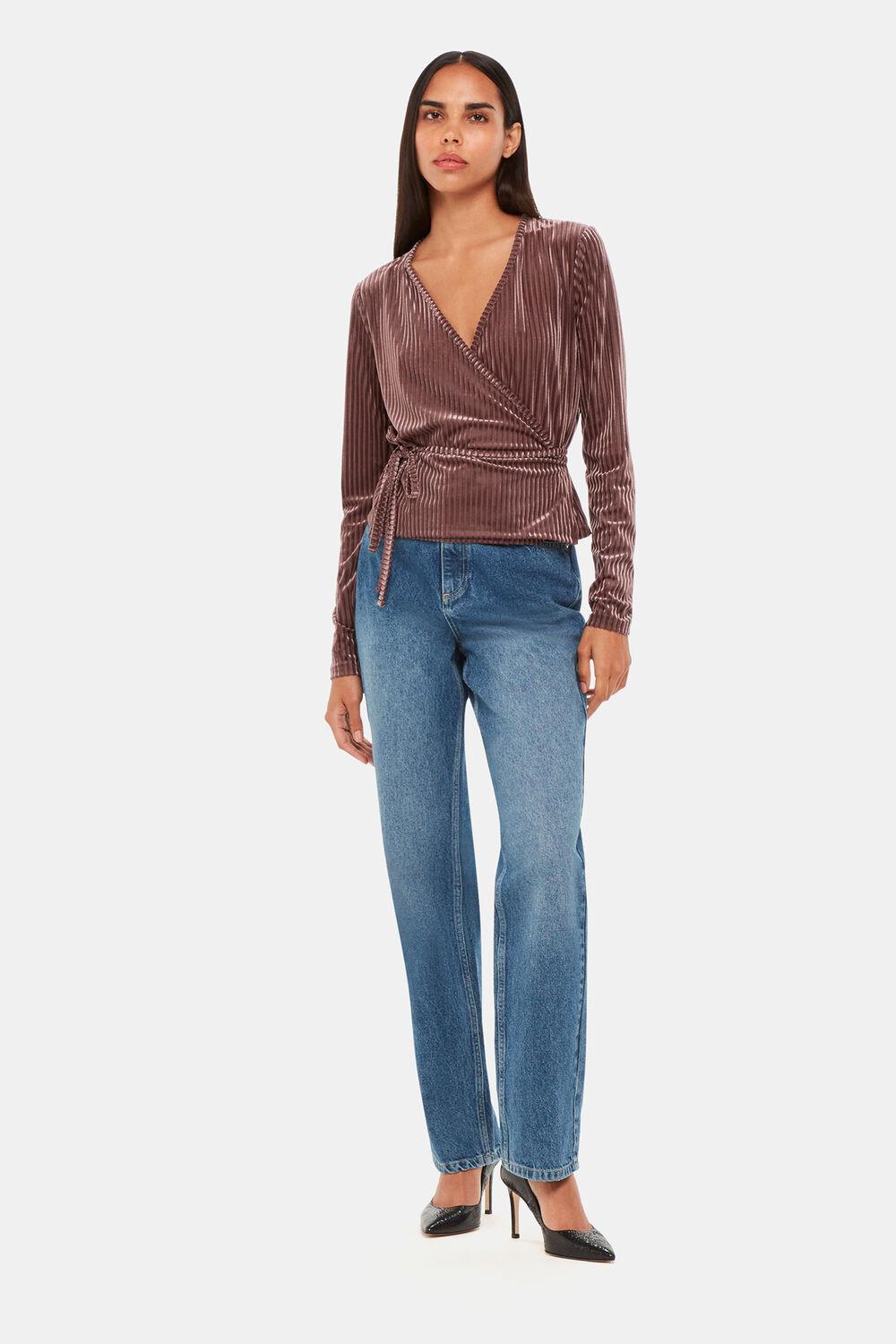 Velvet Stripe Wrap Cardigan
