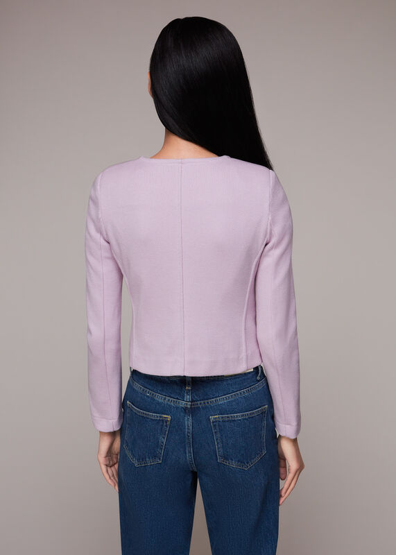 Lilac Jersey Collarless Jacket
