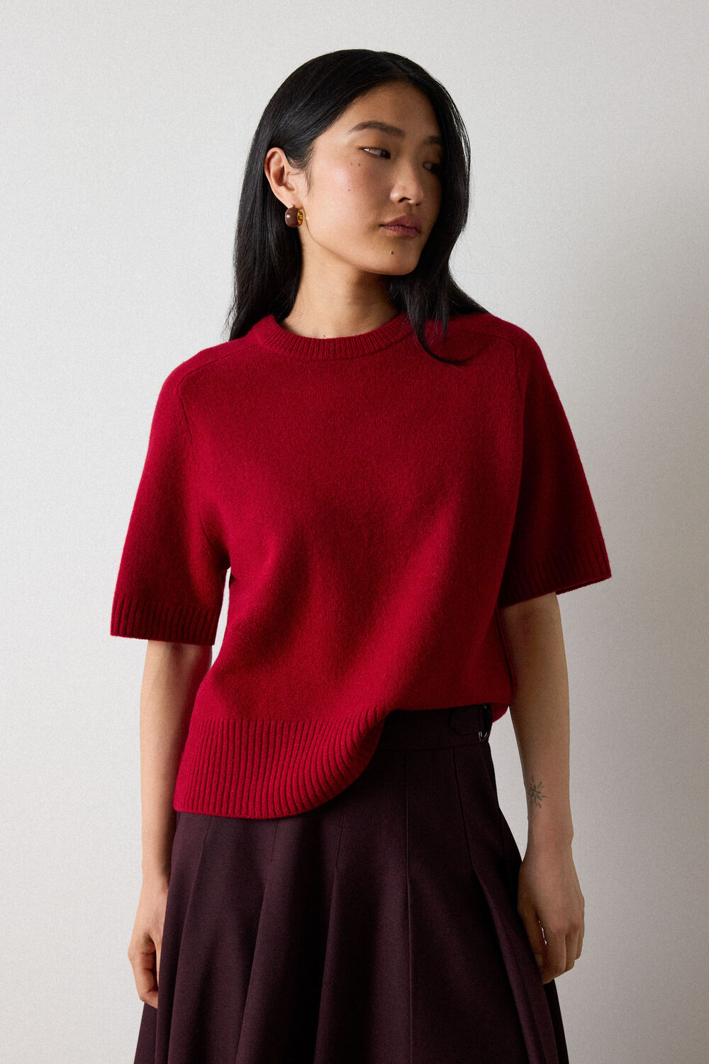 Dark Red Wool Knitted Tee