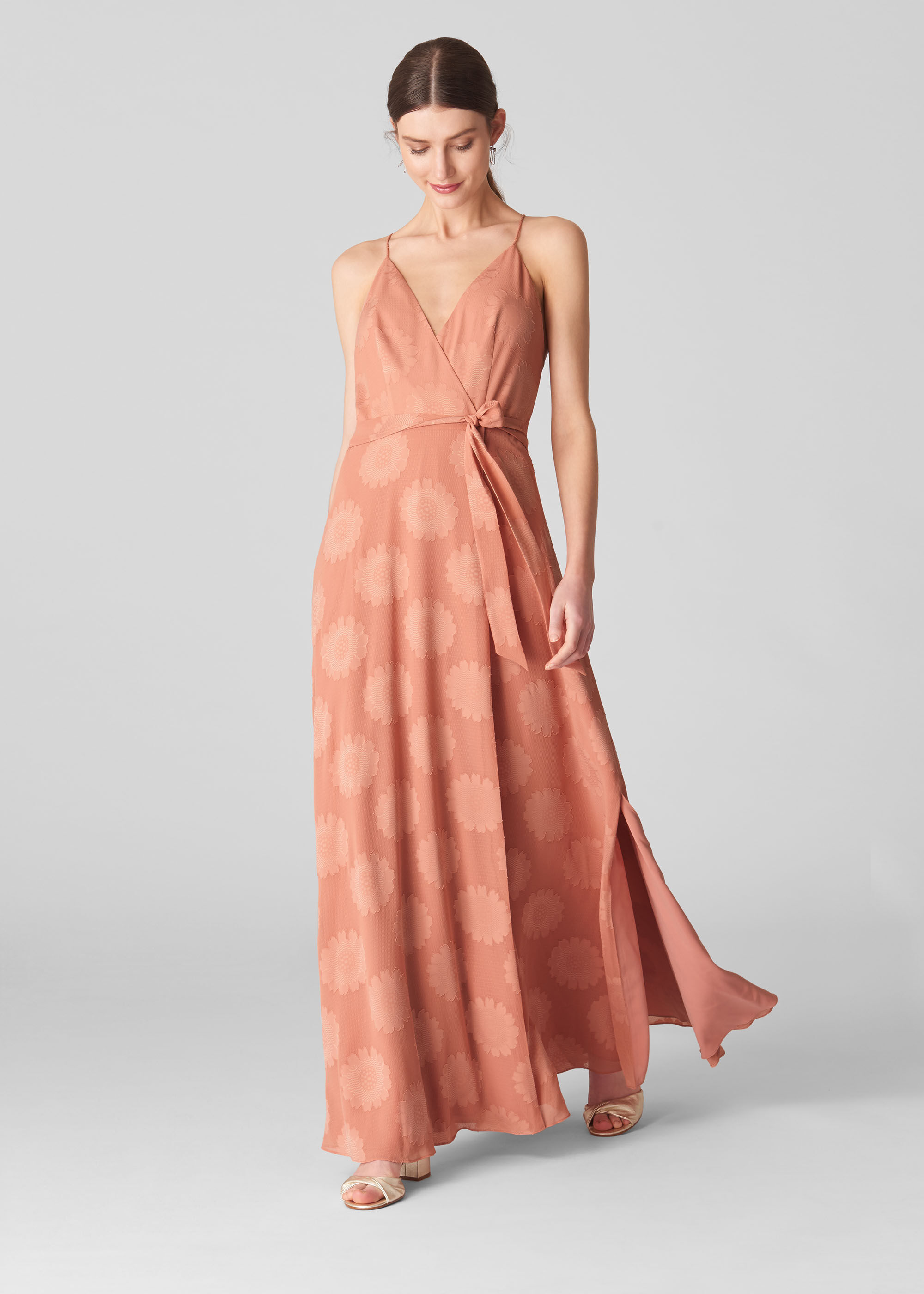 Pale Pink Noa Jacquard Maxi Dress 