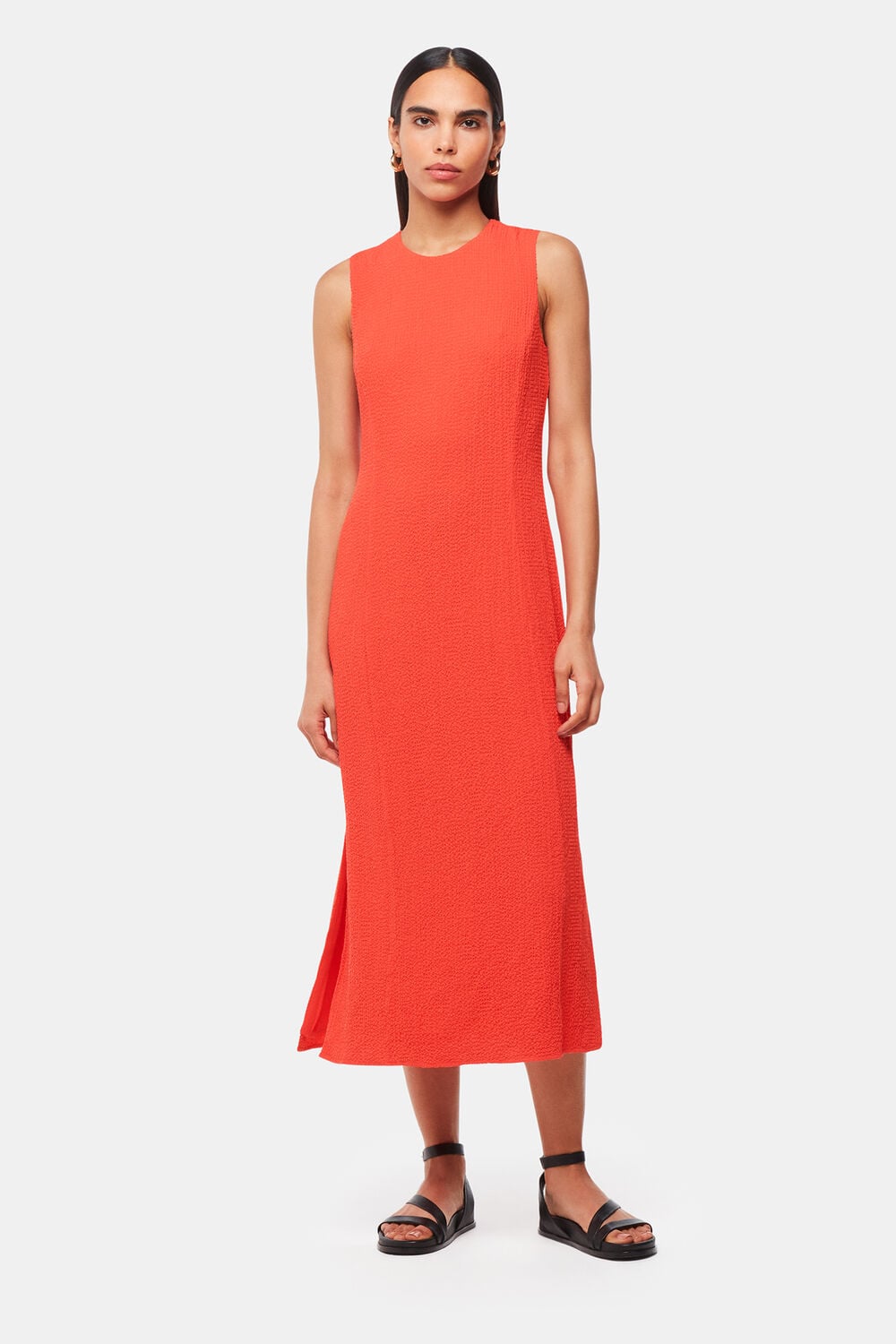 Coral Erin Texture Midi Dress