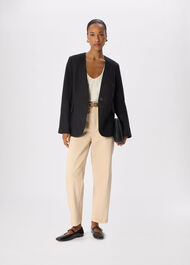 Petite Collarless Linen Blazer