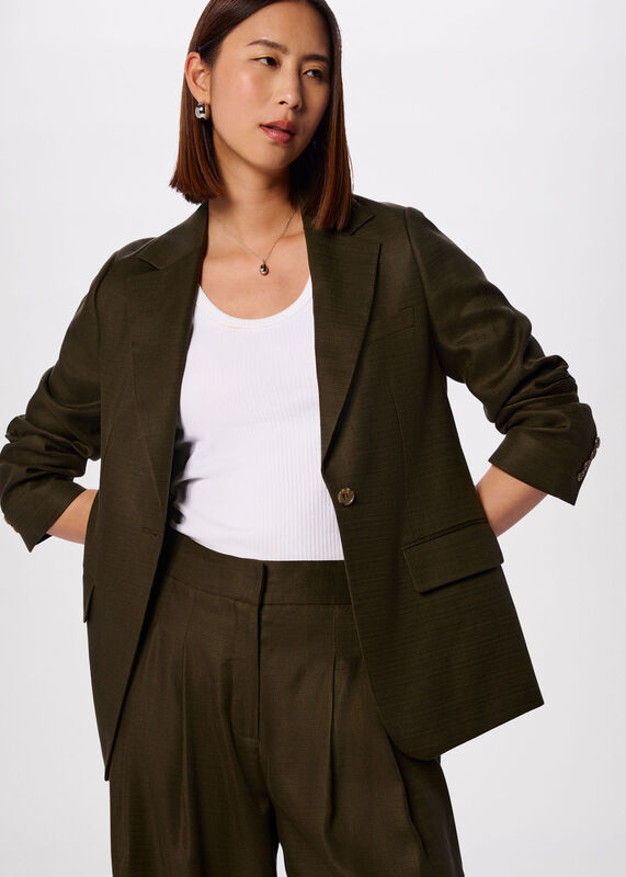 Khaki Relaxed Hopsack Blazer