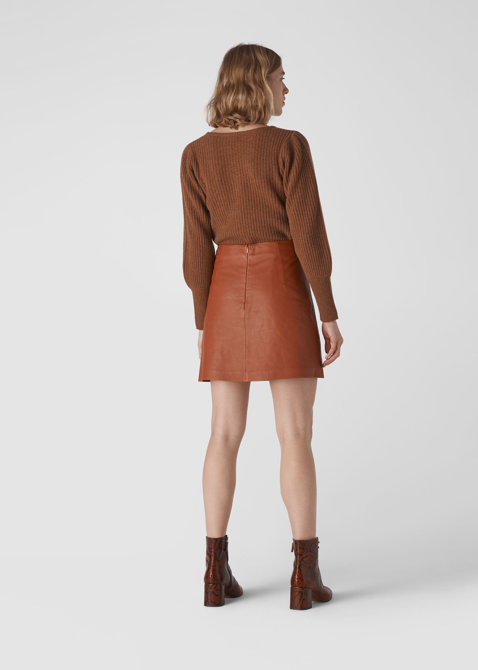 Whistles burgundy hotsell leather skirt